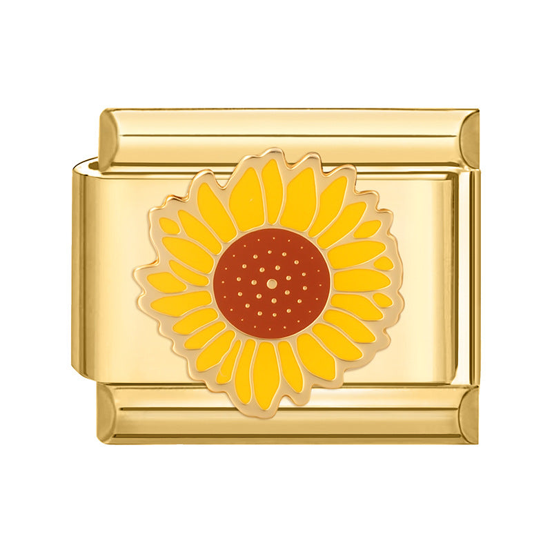 Wholesale Italian Charm Bracelet 9mm DIY Splicing Gold Creative Pattern Stainless Steel Composable Bracelet