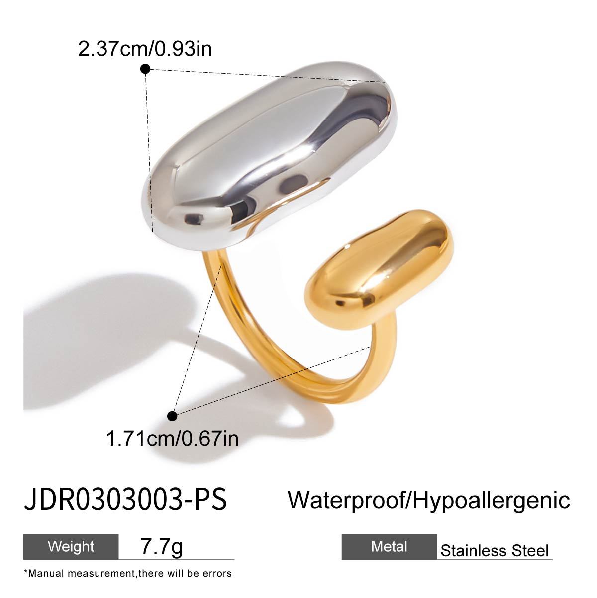 Wholesale  18k gold stainless steel gold and silver color matching smooth oval open ring