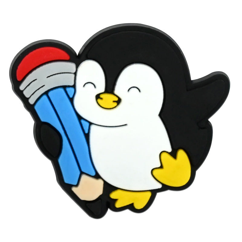 Wholesale   Random 100pcs Creative Cartoon Penguin Series PVC Soft Rubber Shoe Buckle Decoration