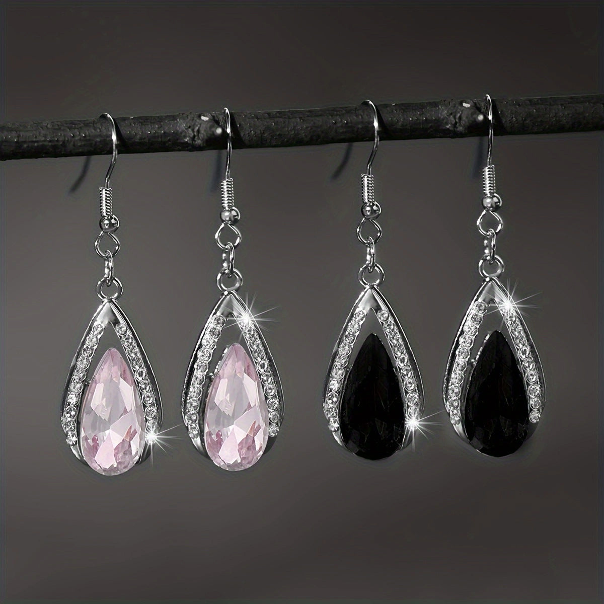 Wholesale  Fashion Flash Gothic Water Drops with Diamond Multi-color Earrings