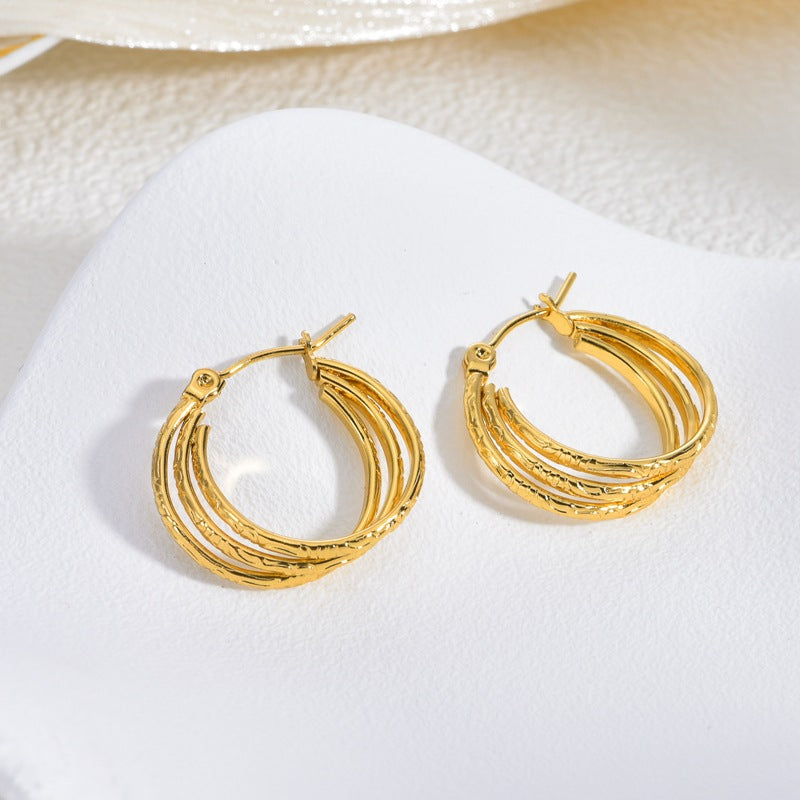 Wholesale  2PCS Stainless steel twist gold earrings