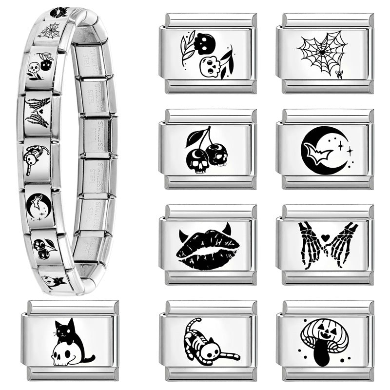 Wholesale 9mm Italian Charm Starter Bracelets DIY square Single Section Creative Stainless Steel Composable Bracelet