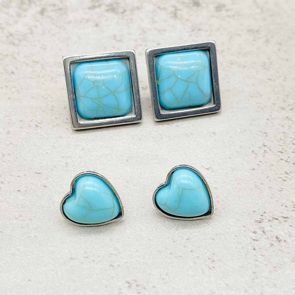 Wholesale Stainless Steel Vintage Turquoise Earrings ACC-ES-CY013