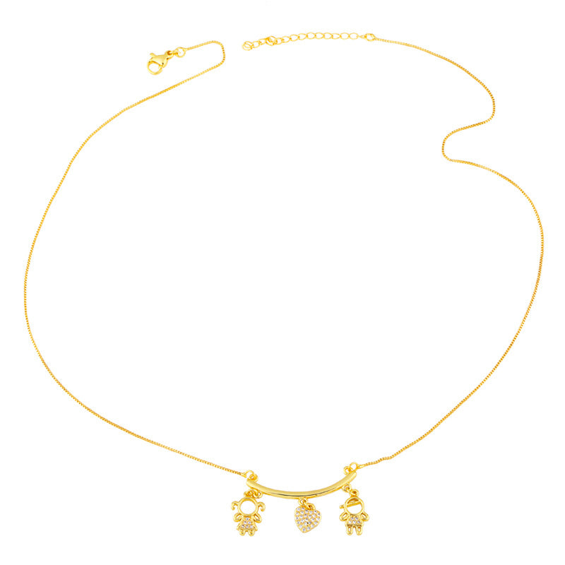 Wholesale Cute Boys and Girls Micro Set Zircon Pendant Copper Necklace ACC-NE-AS006