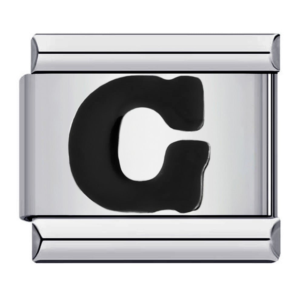 Wholesale Italian Charm Bracelet  Black English Letters DIY Stainless Steel Composable Bracelet