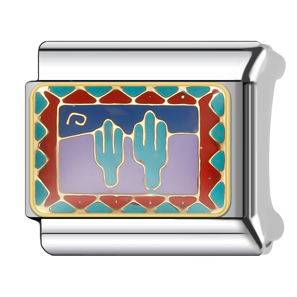 Wholesale Italian Charm Bracelet 9mm DIY Splicing Holiday Scenery Stainless Steel Composable Bracelet