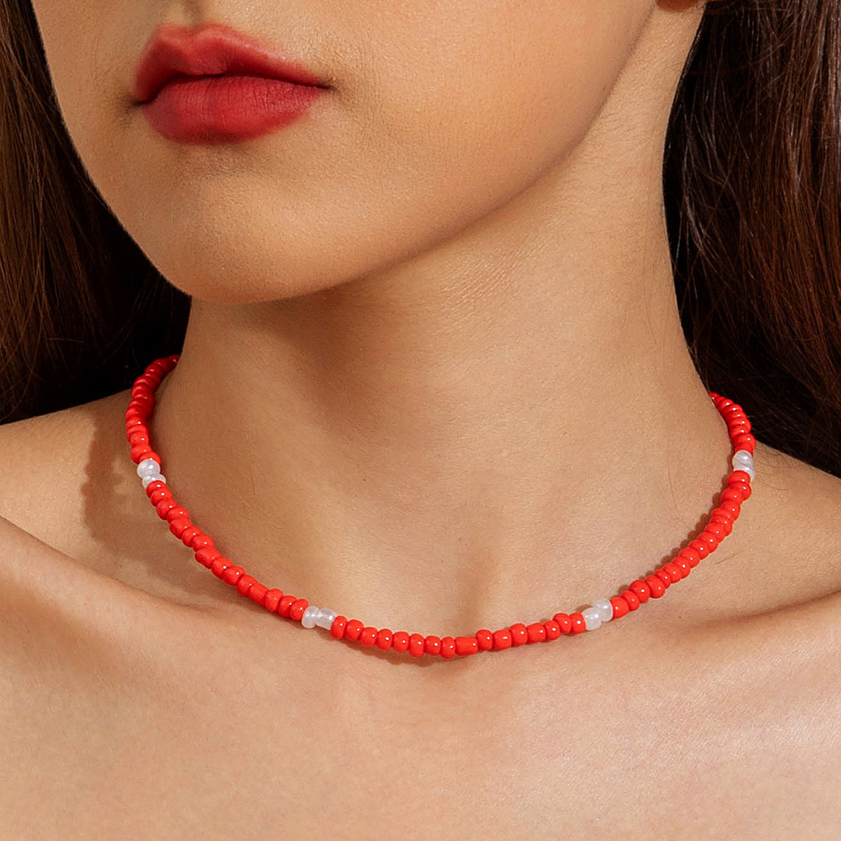 Wholesale Cherry Pendant Necklace Multi-layered Beaded Cute Necklace