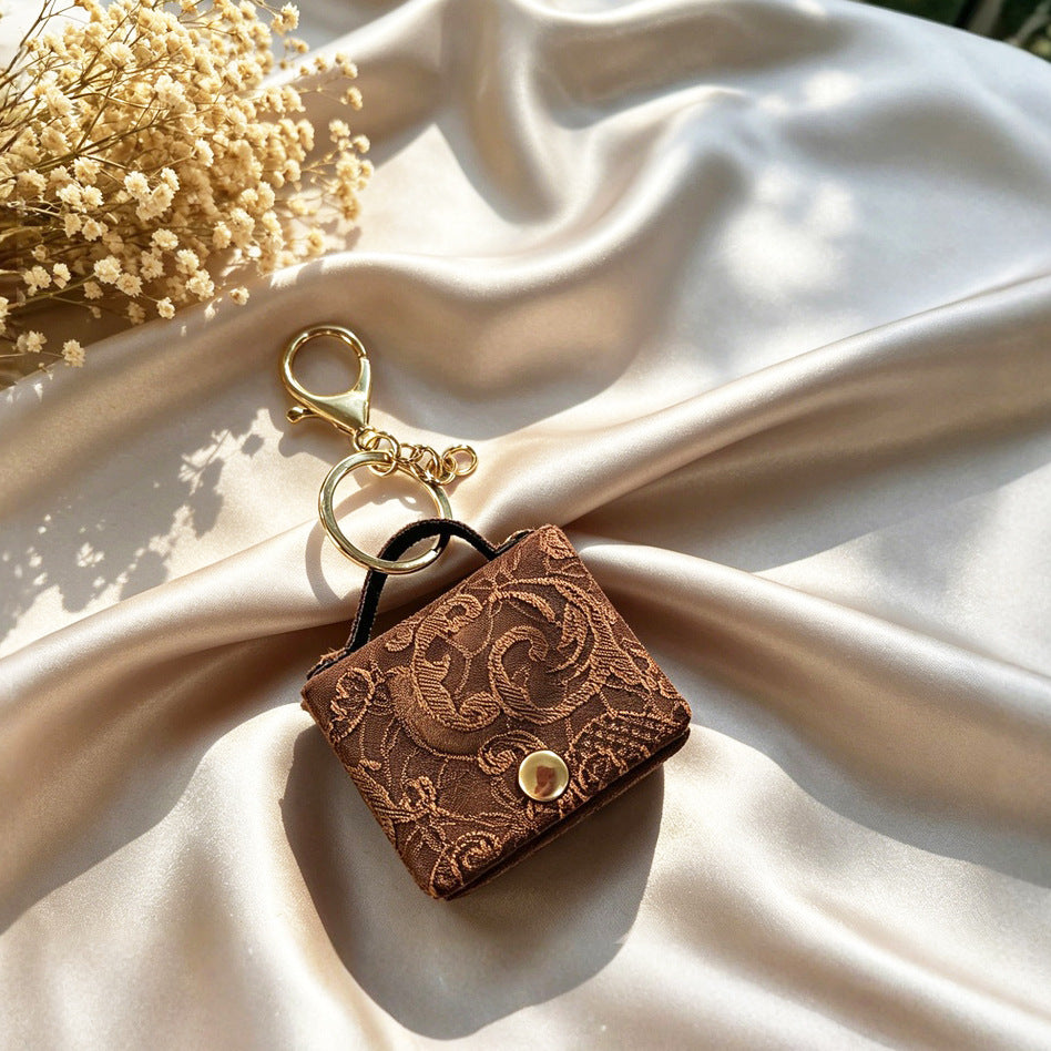 Wholesale Modern Chinese-Style Heart-Shaped Coin Purse with Jacquard Cloth - Trendy Pendant Bag Charm