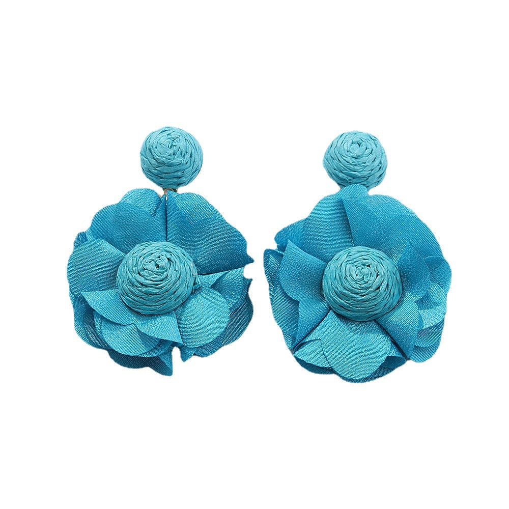 Wholesale Bohemian Raffia Flower Earrings Vintage Earrings ACC-ES-Yiniao001