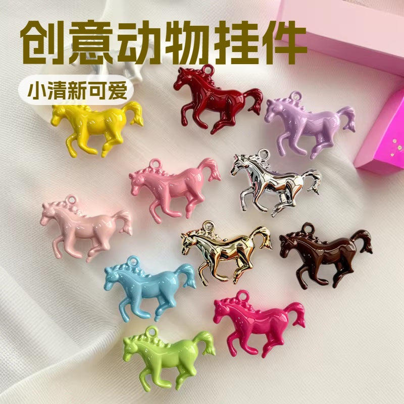 Wholesale Cute Acrylic Horse Keychain Bag Charm Car Key Accessory Gift