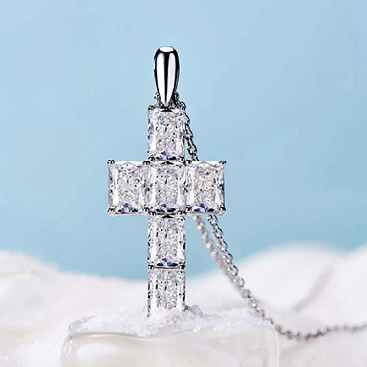 Wholesale s925 Sterling Silver Cross Pendant  Light Luxury Clavicle Chain Necklaces