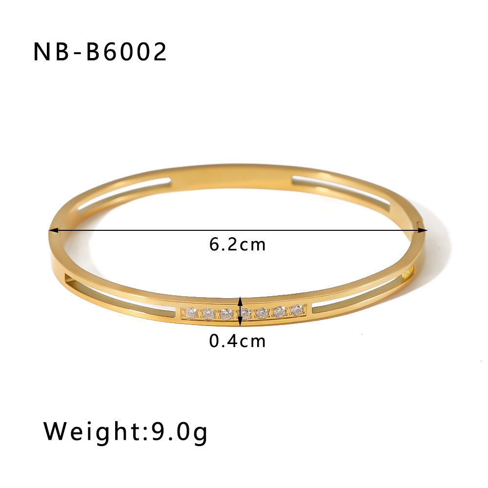 Wholesale Zircon Bracelet Numbers Rhombus Pattern Five-pointed Star Stainless Steel Gold-plated Bracelet ACC-BT-Xiny012