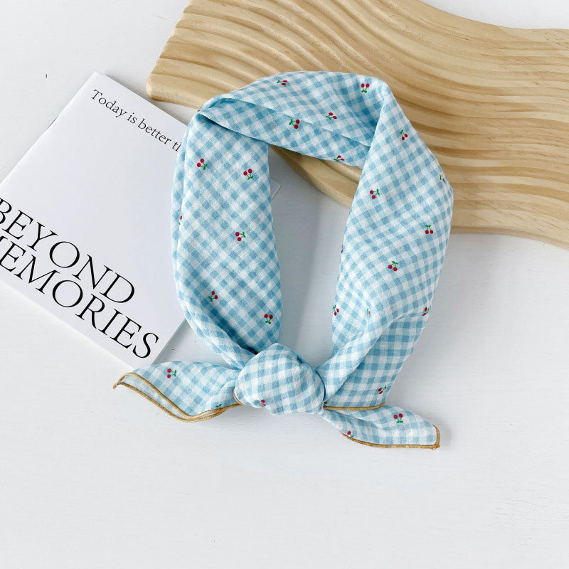 Wholesale Cotton blue cashew scarf small square scarf