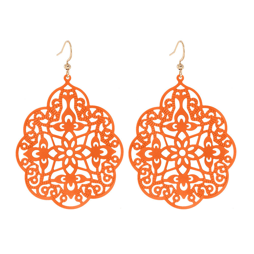 Wholesale Bohemian Style Iron Spray Paint Earrings,  Geometric Hollow Design,  Boutique Jewelry Accessory