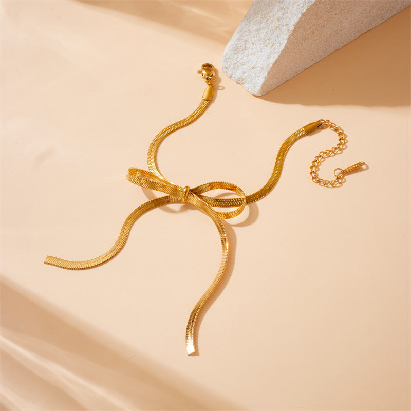 Wholesale Gold Plated Stainless Steel Bow Bracelets ACC-BT-QianYue003
