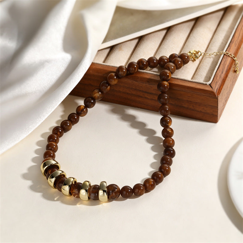Wholesale Acrylic Round Bead Necklace For Women Trendy Collarbone Chain Handmade Jewelry Accessory For Everyday Wear