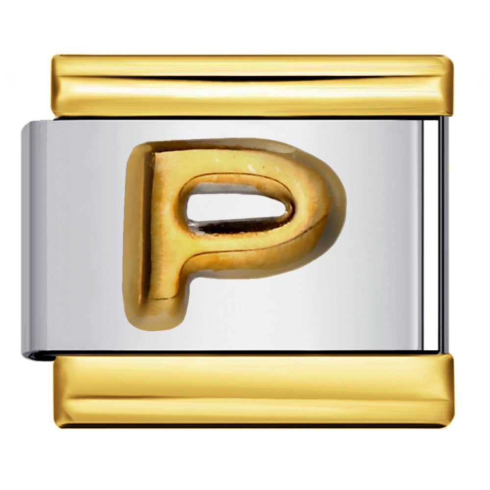 Wholesale Italian Charm Bracelet 9mm DIY Splicing Removable Raised Letters Stainless Steel Composable Bracelet