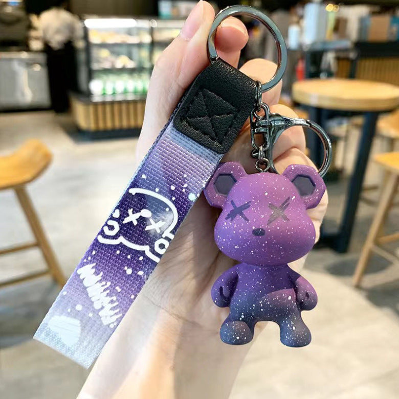 Wholesale Silicone Cartoon Bear Keychain Gradient Design Car Key Accessory Gift