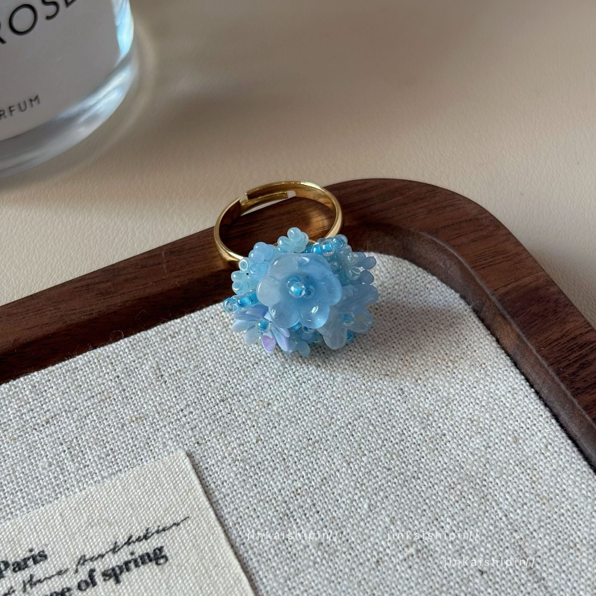 Wholesale Summer  Handmade Beaded Hydrangea Flower Ring