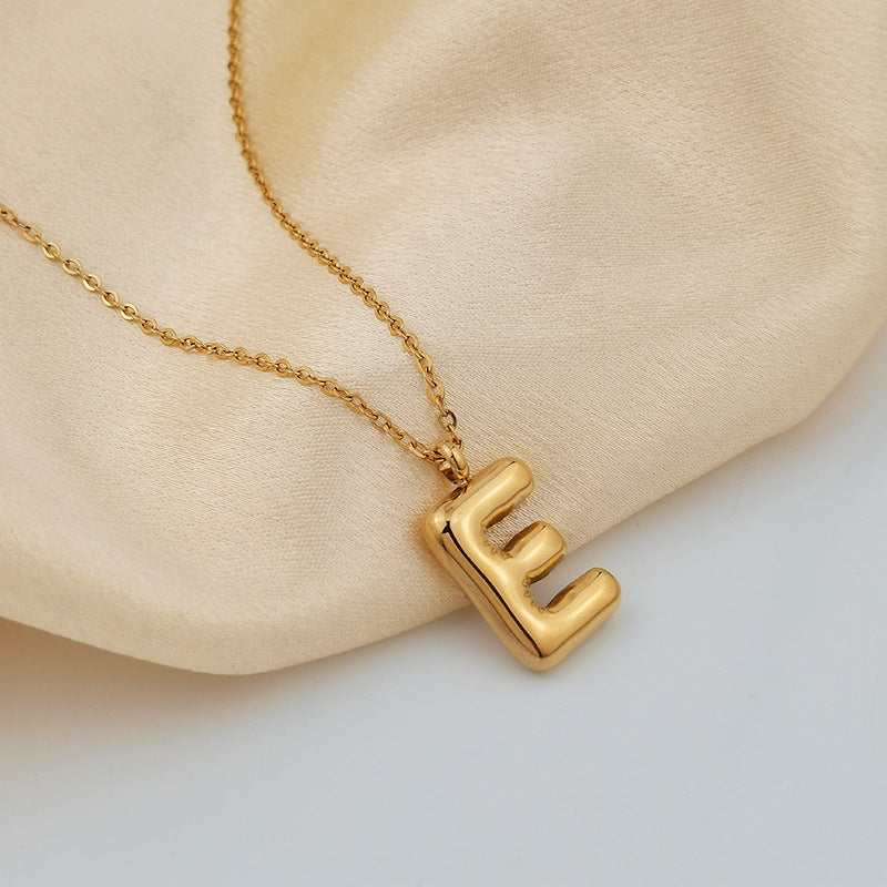 Wholesale 26 Letters 18K Gold Plated Polished Letter Necklaces ACC-NE-GuDi014