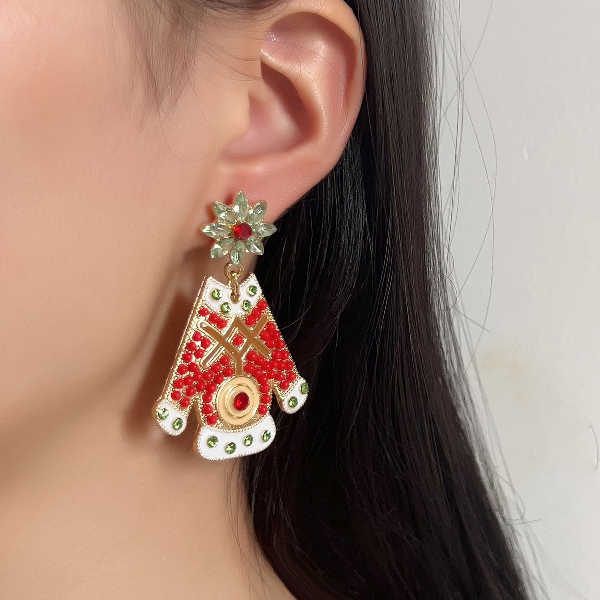 Wholesale Christmas alloy inlaid zircon earrings