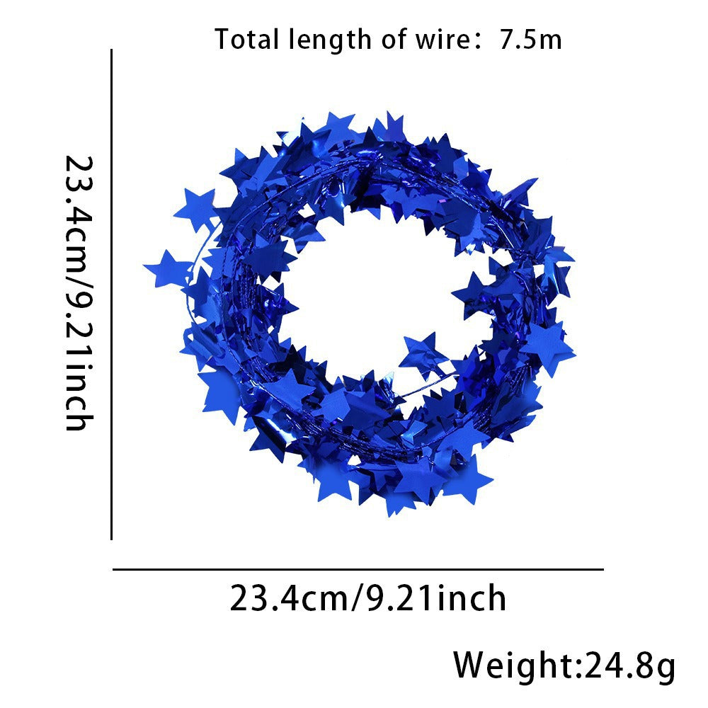 Wholesale Iron wire five-pointed star lace color strips Independence Day metal wire decoration