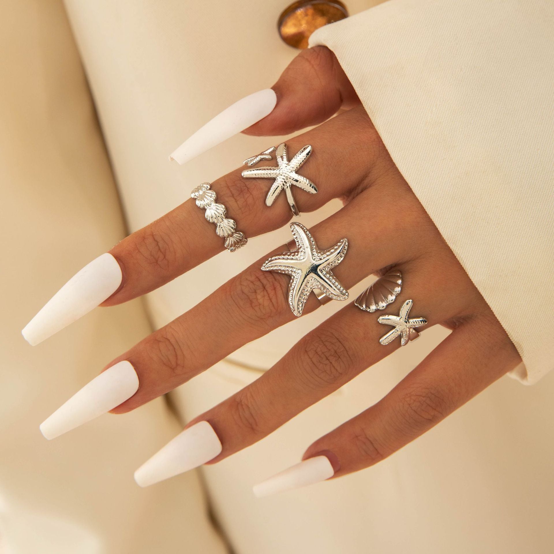 Wholesale Bohemian personality starfish ring set ring for women