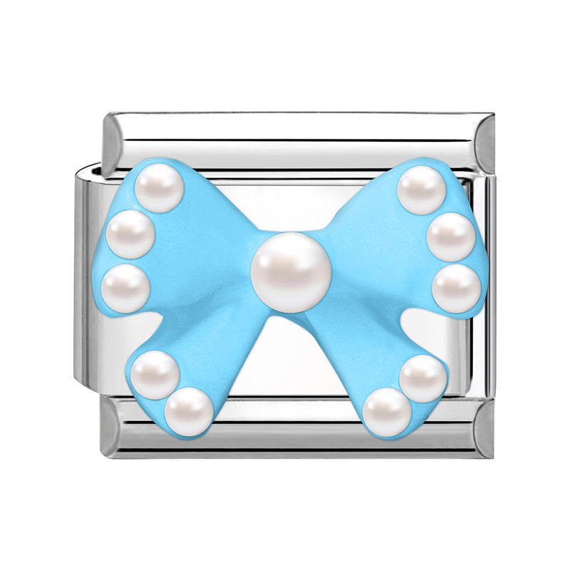 Wholesale Italian Charm Bracelet 9mm DIY Splicing Bow Patch Stainless Steel Composable Bracelet