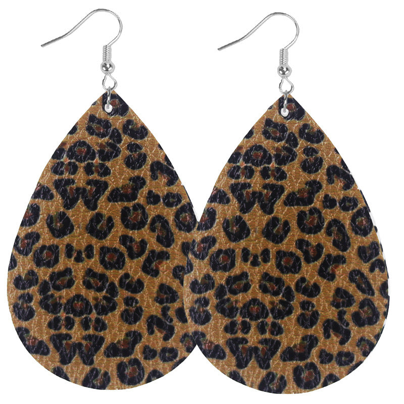 Wholesale Holiday Style Cow Stripe Leopard Leather Earrings ACC-ES-WeiAn007