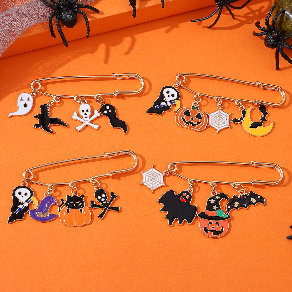 Wholesale  ghost face pumpkin ghost web gothic brooch