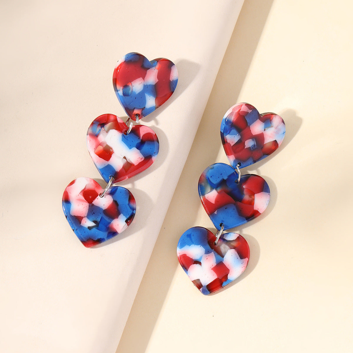 Wholesale Heart Earrings Independence Day Earrings