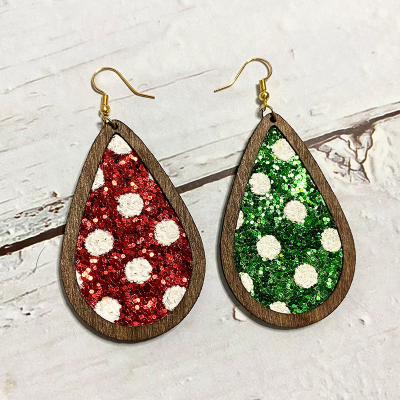 Wholesale  Christmas flash polka dot earrings