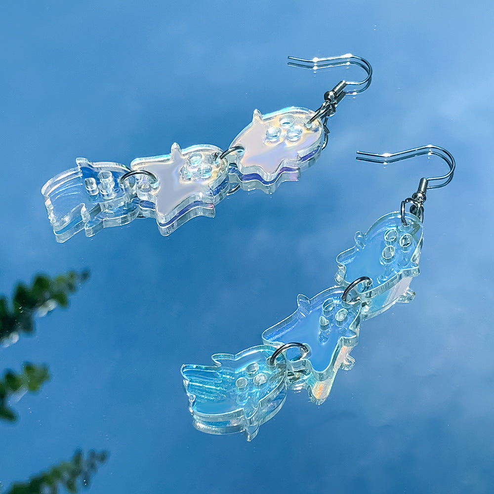 Wholesale Halloween  Colorful Skull Alien Splicing Long Acrylic Earrings