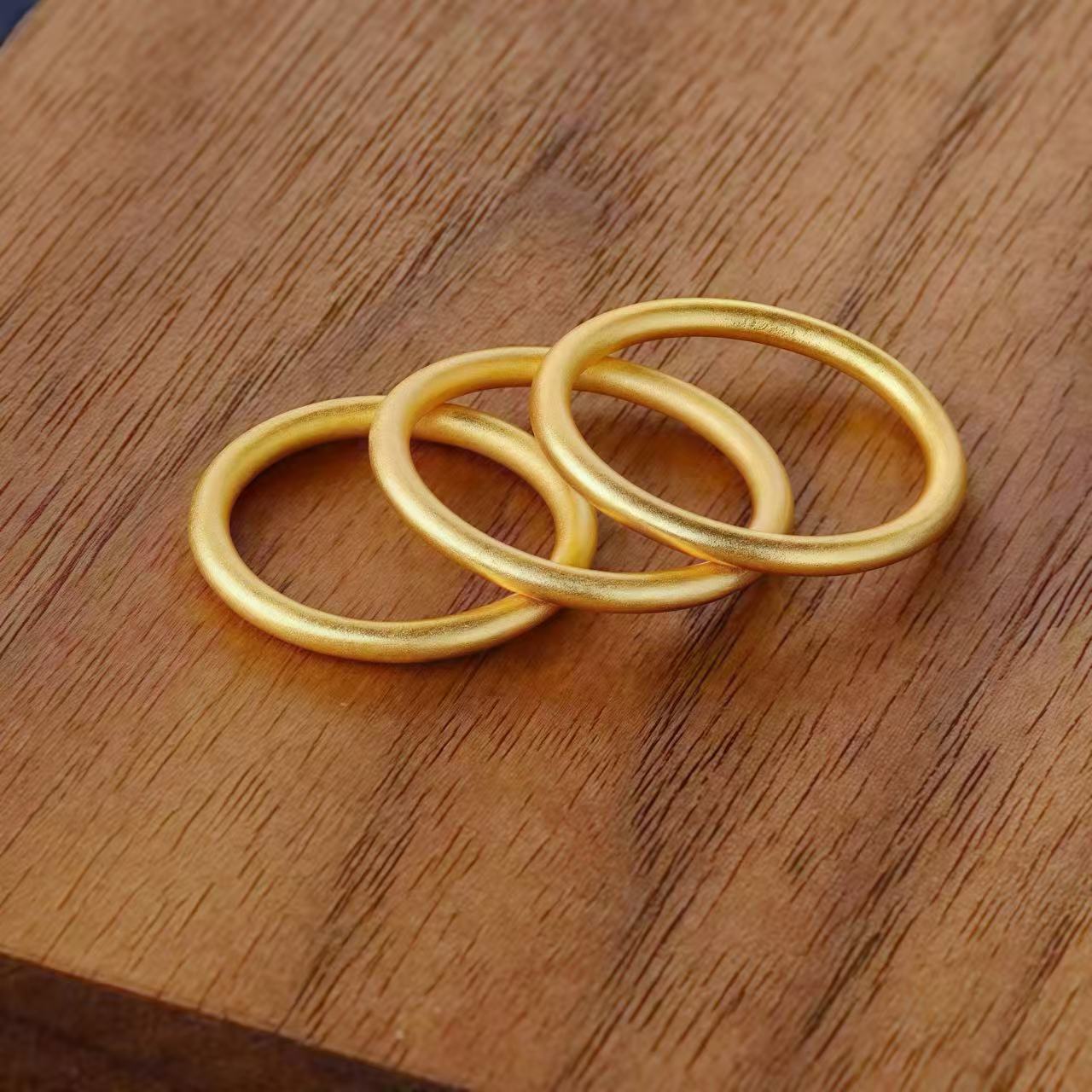 Wholesale simple circle frosted gold-plated plain ring
