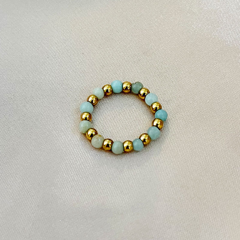 Wholesale stainless steel steel ball elastic natural stone  ring