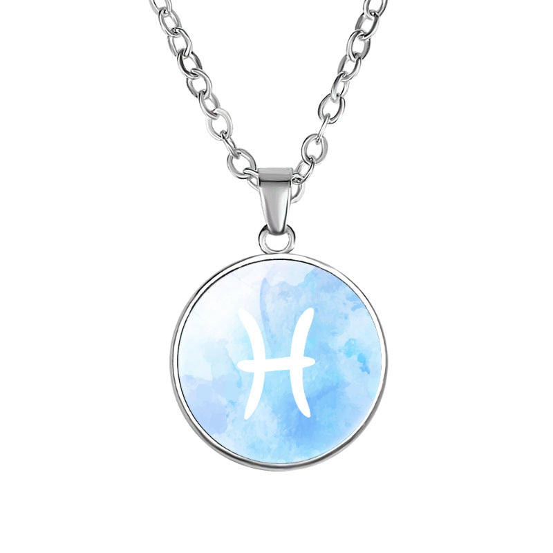 Wholesale Twelve constellation simple alloy pendant necklace