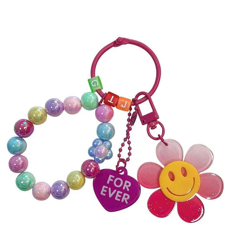 Wholesale Creative Acrylic Smiling Flower Keychain