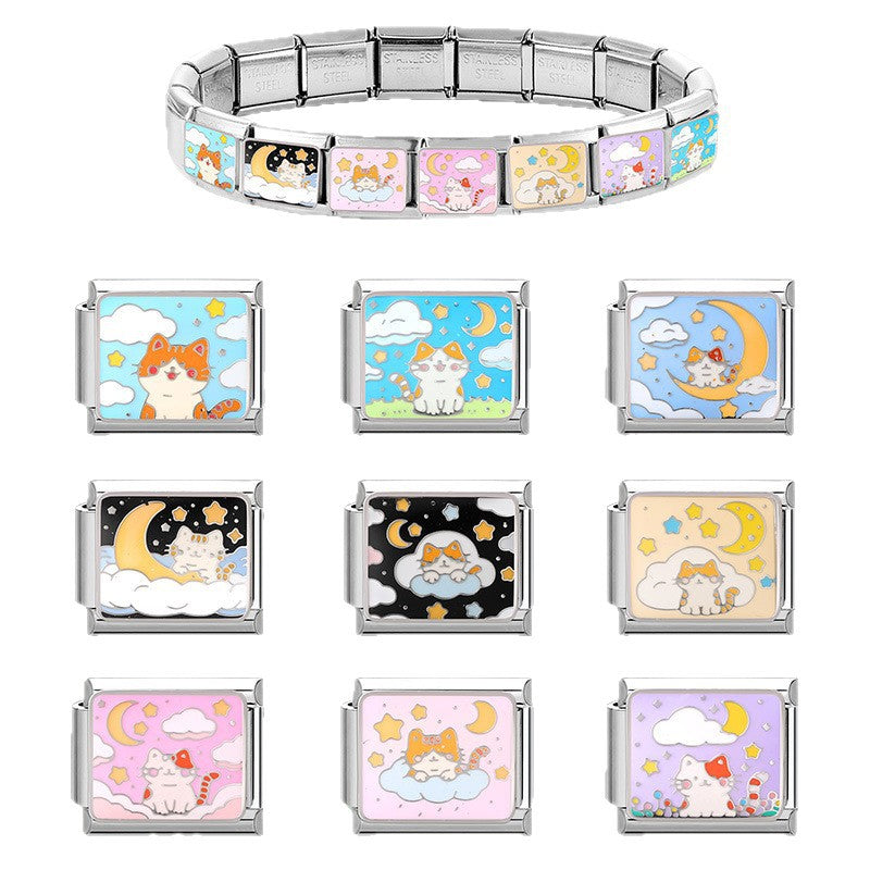 Wholesale Italian Charm Bracelet 9mm DIY Cartoon animal-themed   Stainless Steel Composable Bracelet