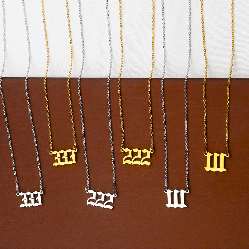 Wholesale Stainless Steel Angel Number Pendant Necklaces ACC-NE-XuanKa001