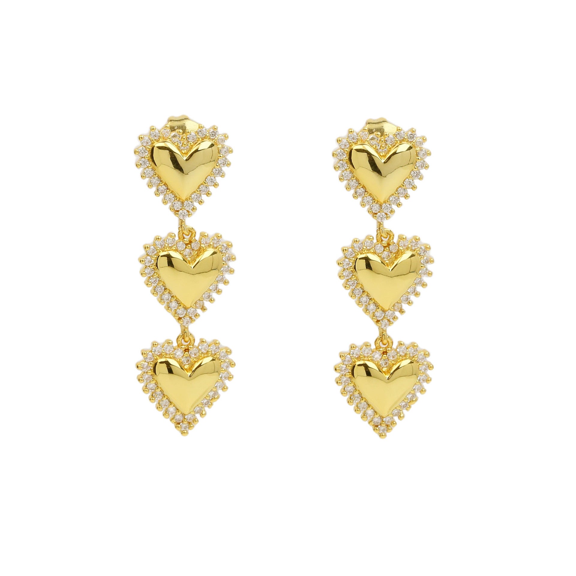 Wholesale 18K Brass Multi-Love Heart Shape Peach Heart Tassel Earrings