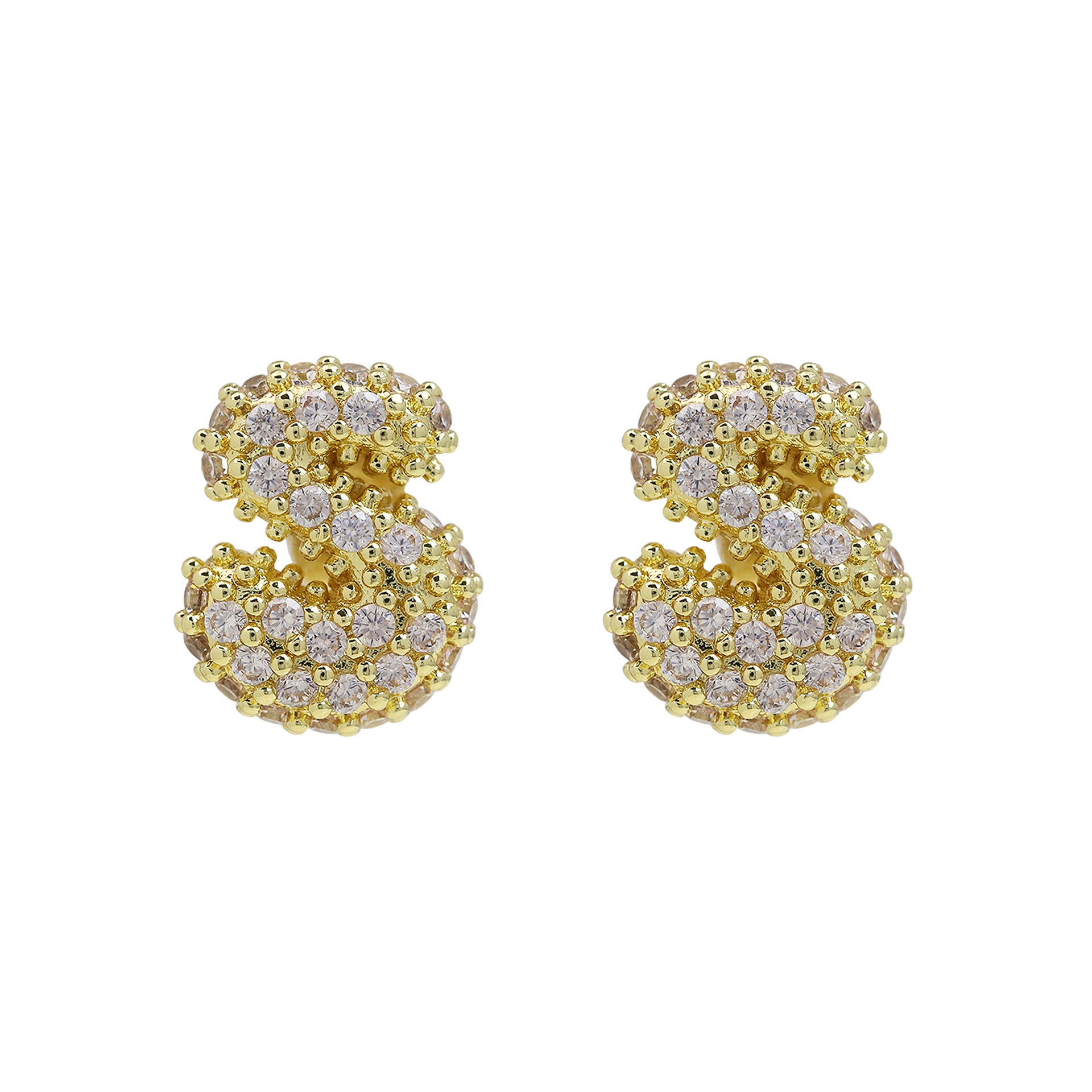 Wholesale 18k Brass Balloon Bubble Zircon small size 26 English Cute Letter Earrings