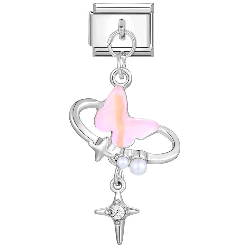Wholesale Charms module handmade colored diamond pendant personalized butterfly moon DIY module bracelet
