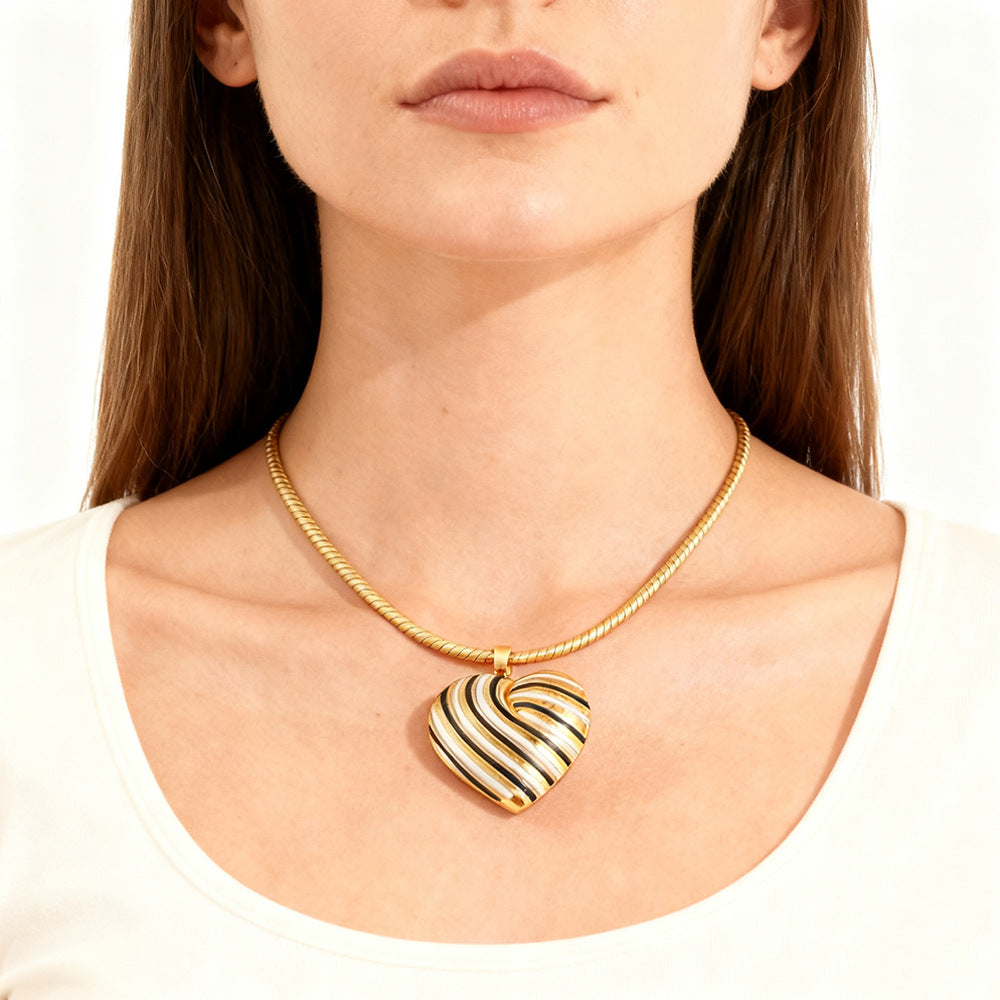 Wholesale oil-paint stainless steel heart necklace