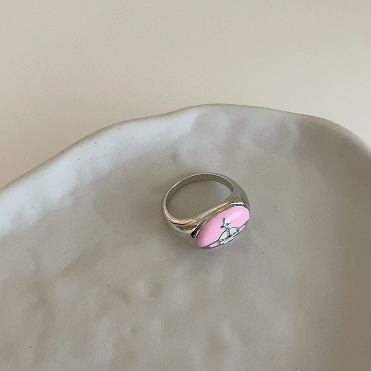 Wholesale  Color Oil Dropping Strawberry Planet Opening Ring