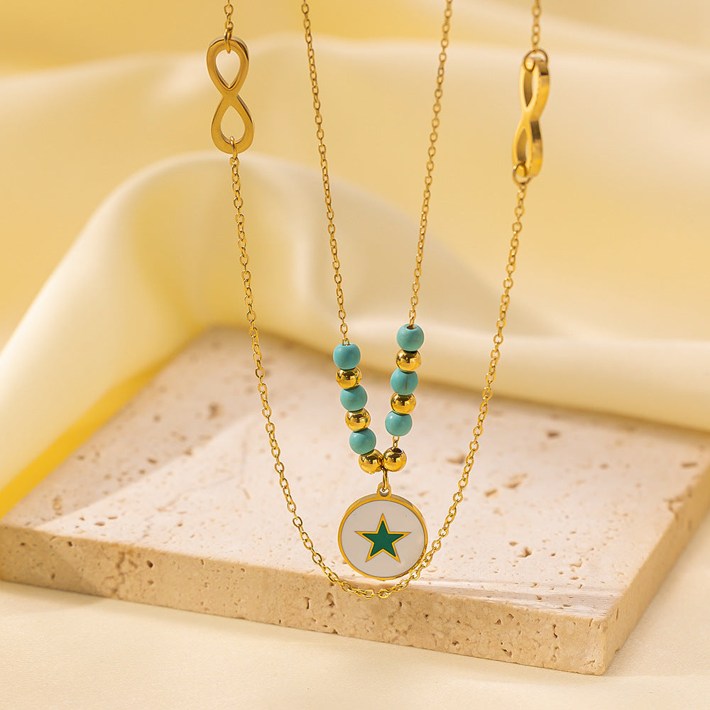 Wholesale Retro Irregular Titanium Steel Necklace Plated 18K Gold Multi-layered Necklace Gold Plated Necklace ACC-NE-Tais004