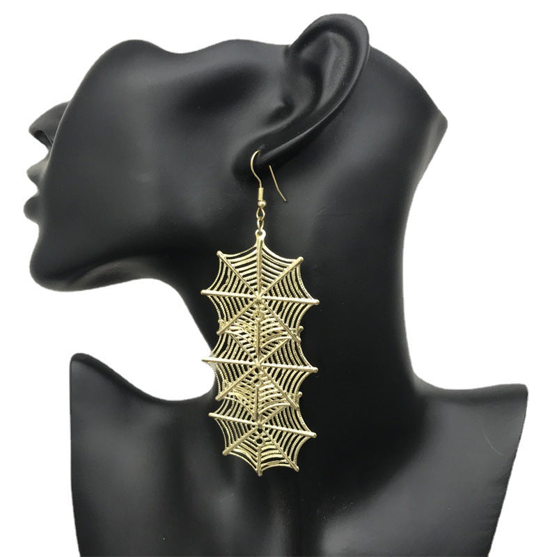 Wholesale Retro Exaggerated 8-sided Spider Web Earrings Statemente Earrings ACC-ES-FX049