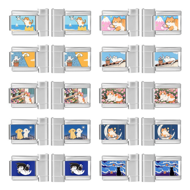 Wholesale 9mm Italian Charm Starter Bracelets DIY Heart Cherry Stainless Steel Composable Bracelet