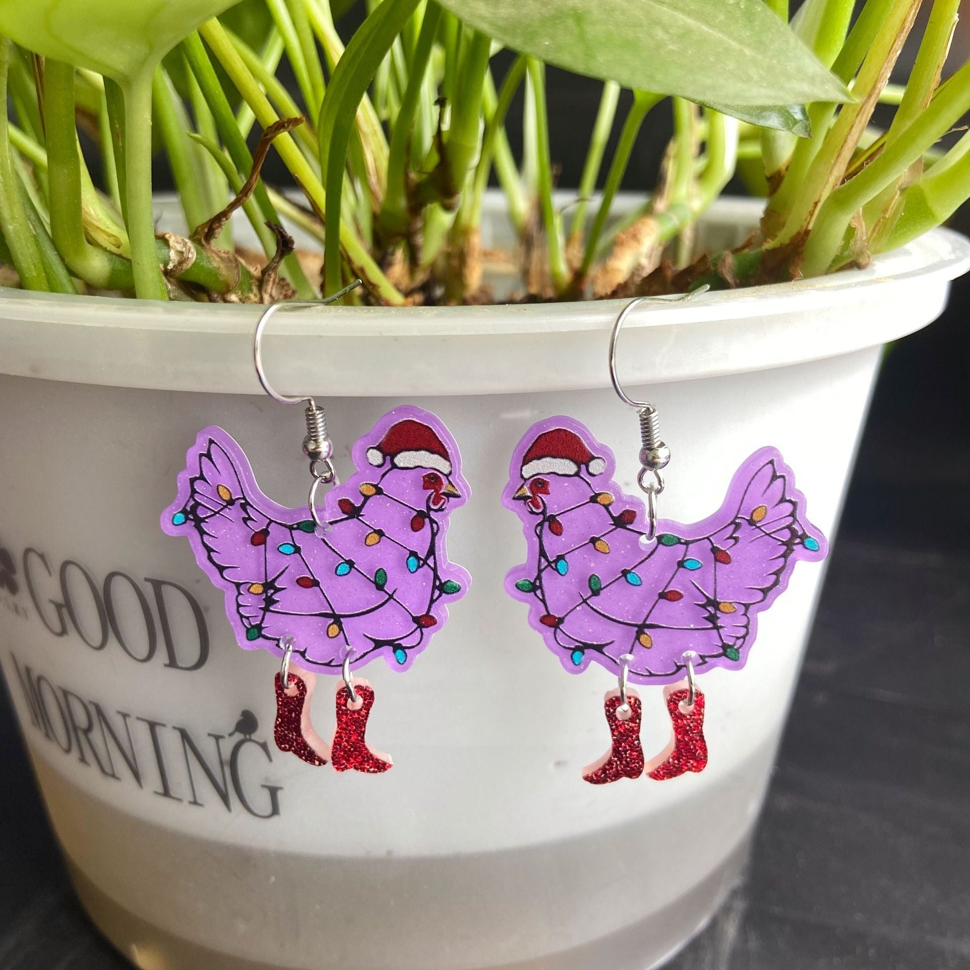 Wholesale Christmas Colorful Rooster Acrylic Earrings