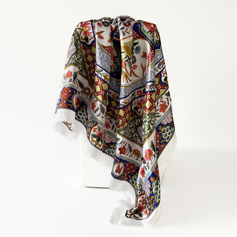 Wholesale Large Square Scarf Vintage Printed Scarf 90cm Turban