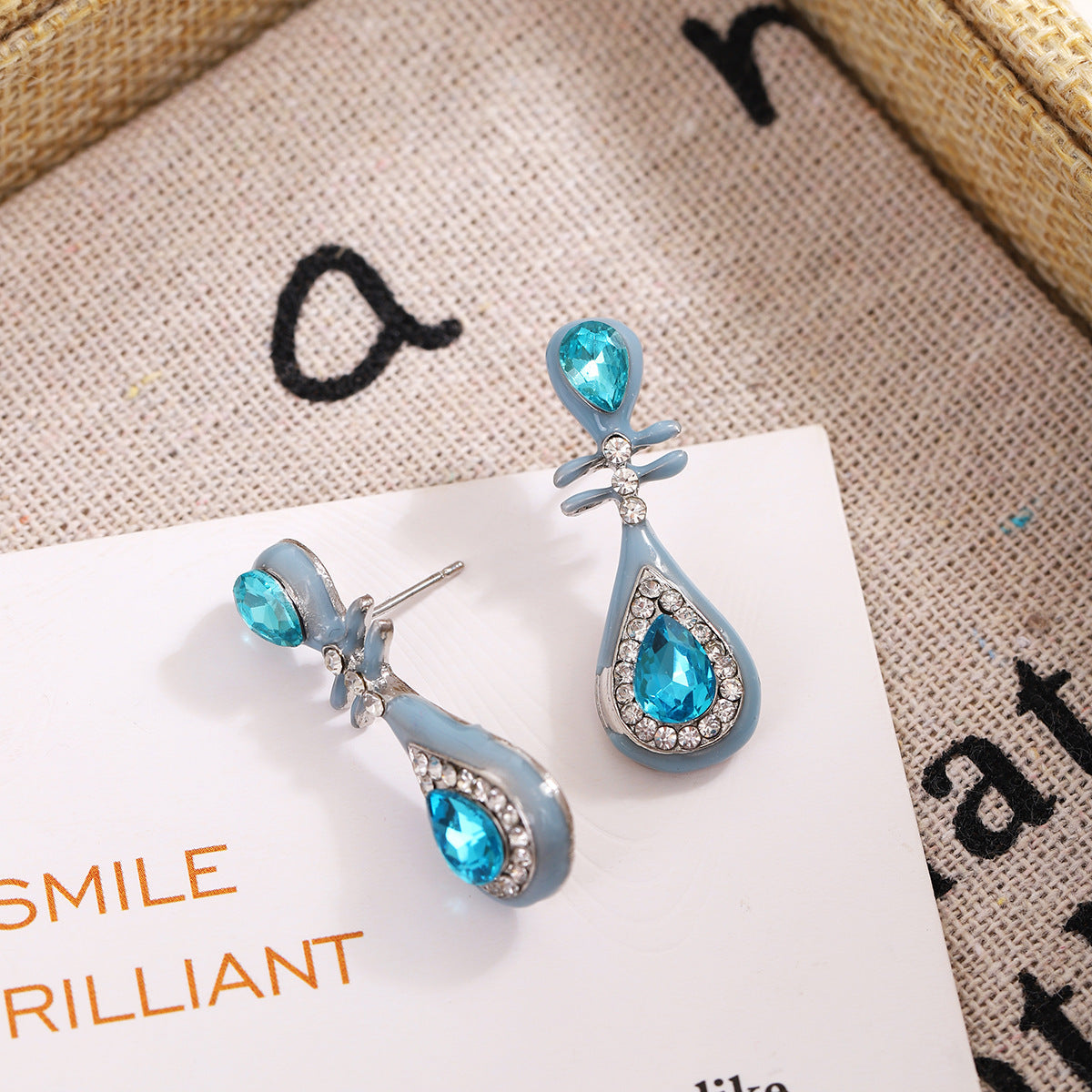 Wholesale Vintage Oil Drop Blue Lute Earrings ACC-ES-ZhuiWo010